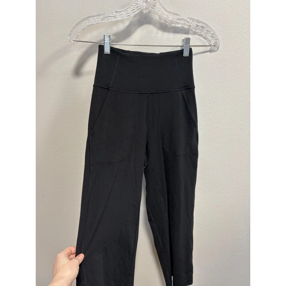 Lululemon Align Wide Leg Crop 23 High Rise Nulu Pants Black Size 2
